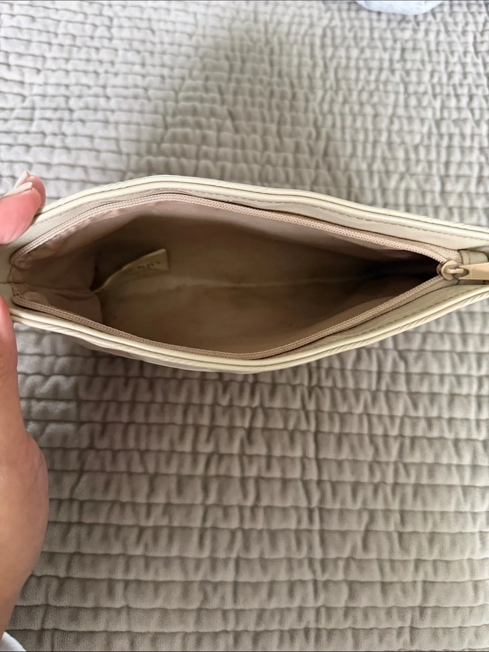 Burberry Cream Patent Plaid Cosmetic Pouch